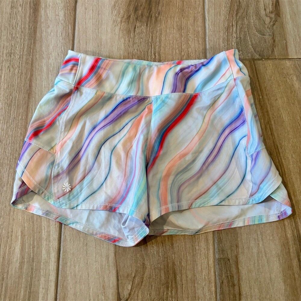 Athleta Girl Record Breaker Shorts Girls M 8-10 Multicolor Marble Swirl 3